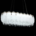 Luxury Gold Oval Feather Crystal Chandelier – Angel Wing Design