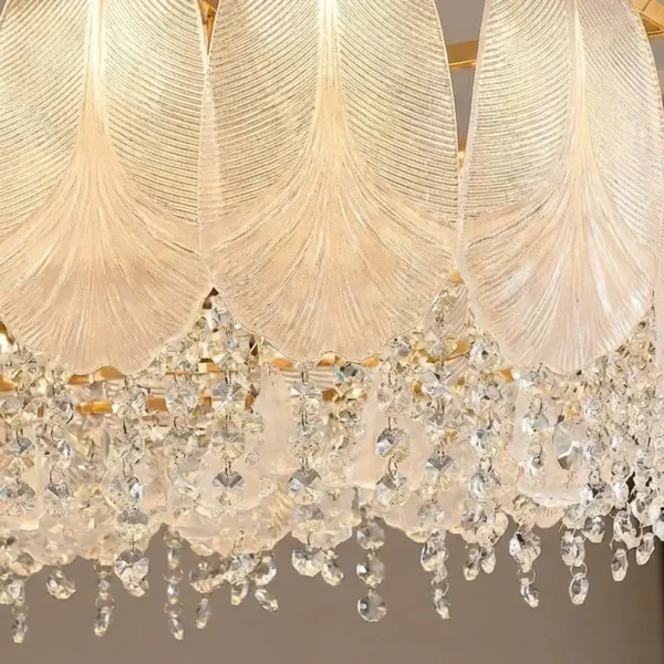 Luxury Gold Oval Feather Crystal Chandelier – Angel Wing Design