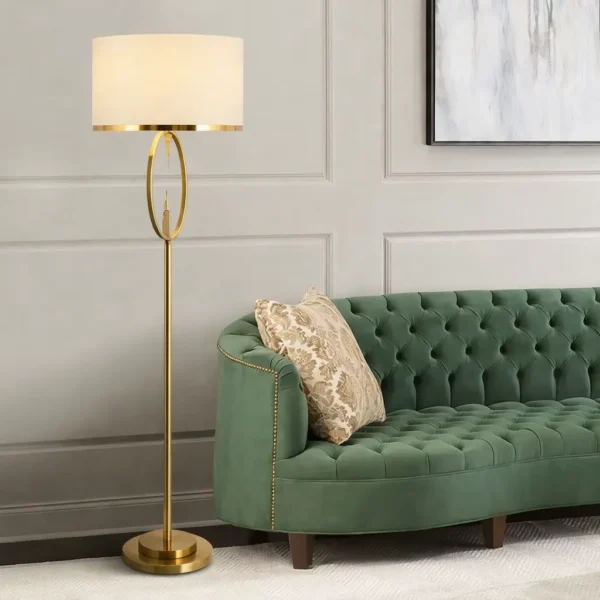 Luxury Gold Floor Lamp with Fabric Shade – Contemporary Standing Lamp
