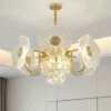 The "Golden Lotus" Crystal Hanging Light – Modern Adjustable Chandelier