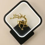 Golden Stag LED Wall Sconce – Modern Square Art Lamp (Tri-Color Light)