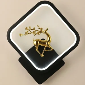 Golden Stag LED Wall Sconce – Modern Square Art Lamp (Tri-Color Light)