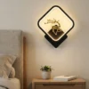 Golden Stag LED Wall Sconce – Modern Square Art Lamp (Tri-Color Light)