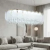 Luxury Gold Oval Feather Crystal Chandelier – Angel Wing Design
