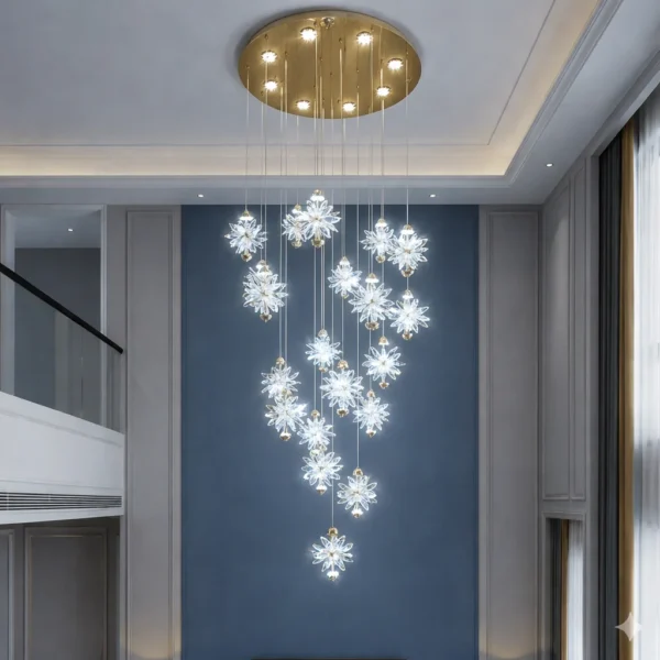 Radiant Starburst Cascading Crystal Chandelier (Double Height)