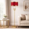 Royal Bronze Floor Lamp with Red Fabric Shade