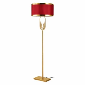 Royal Bronze Floor Lamp with Red Fabric Shade