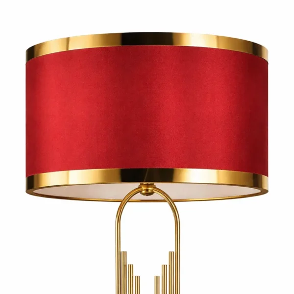 Royal Bronze Floor Lamp with Red Fabric Shade